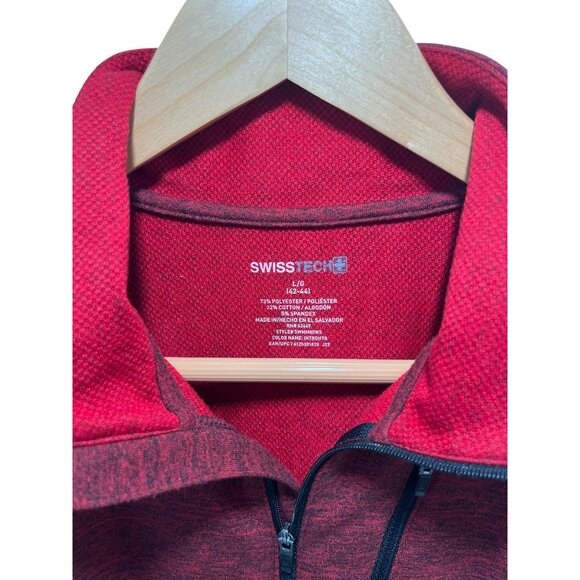 SWISSTECH Sweatshirt Men's Red Stretchy Half Zip Pullover Size Large - Picture 3 of 7